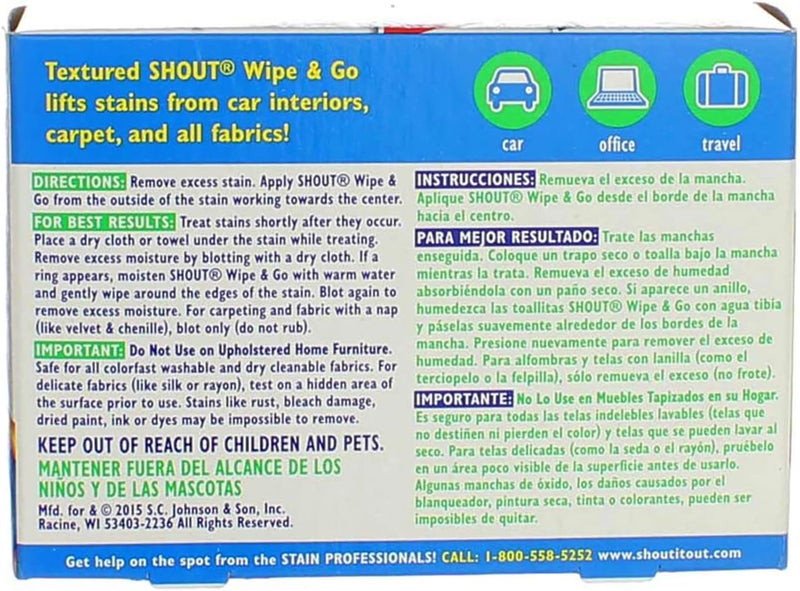 SC Johnson Shout Wipe & Go Instant Stain Remover - 12 CT - Image 4