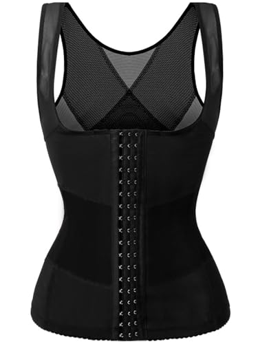 SHAPSHE Waist Trainer for Women Workout Corset Waist Cincher Shapewear Tummy Control Vest Body Shaper Invisible Girdle Black - Image 1