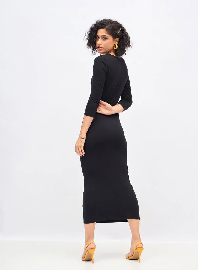 SASSAFRAS Ruched Knit Dress