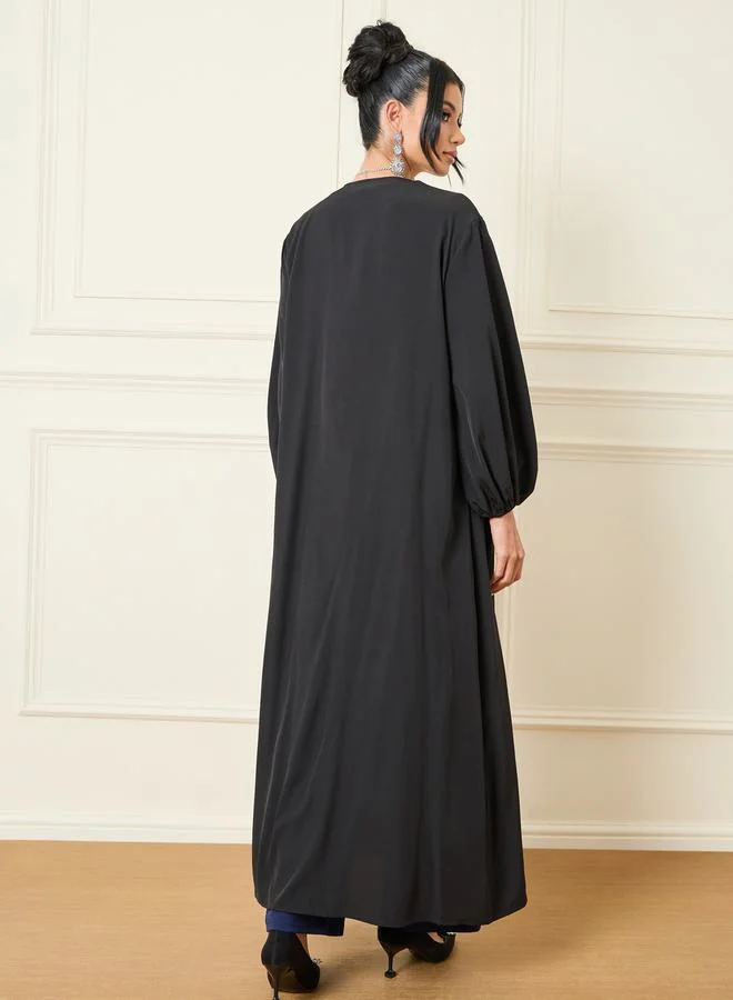 Styli Solid Volume Sleeves Regular Fit Maxi Length Kimono