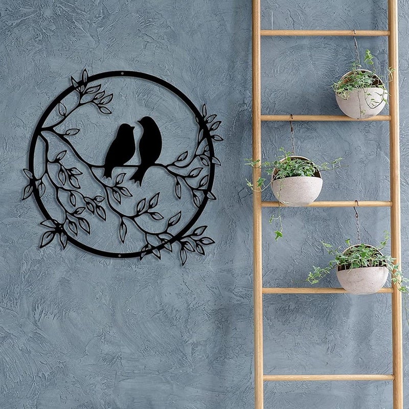 Arabs Elegant Iron Bird on Tree Branch Metal Wall Art Decor for Living Room Bedroom Kids Room Kitchen Office Wall Hanging Decoration Items for Home Decor Black 40 CM - Image 5