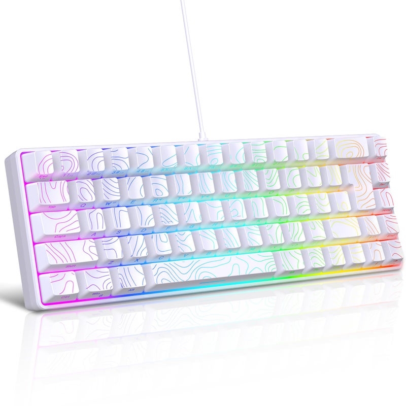 Snpurdiri 65% Wired Gaming Keyboard, 68 Keys RGB Backlit Ultra-Compact Small Gaming Keyboard, for PC/Mac Gamer, Typist, Travel, Easy to Carry on Business Trip White - Image 1