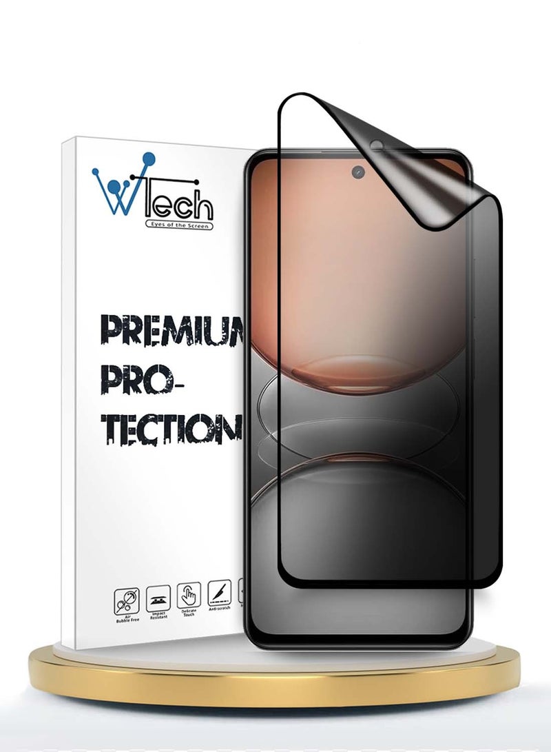 Wtech Realme C75 4G 2024 Premium Nano Ceramic Privacy Full Glue Full Cover Matte Flexible Screen Protector (MSCNMP) - Clear/Black - Image 1