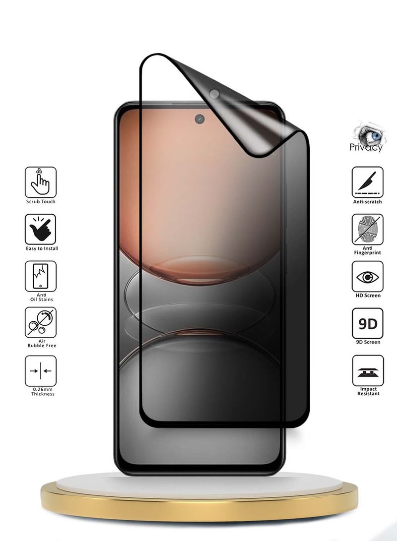 Wtech Realme C75 4G 2024 Premium Nano Ceramic Privacy Full Glue Full Cover Matte Flexible Screen Protector (MSCNMP) - Clear/Black - Image 2