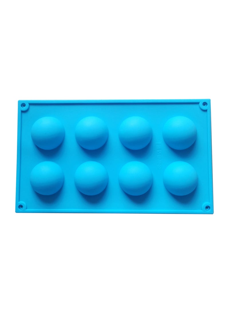 asmat 8 chamber Blue Silicone Half Sphere Non-Stick Baking Mould ,Silicone Sphere Molds for Baking – Blue Semi-Circular Design  - Image 3