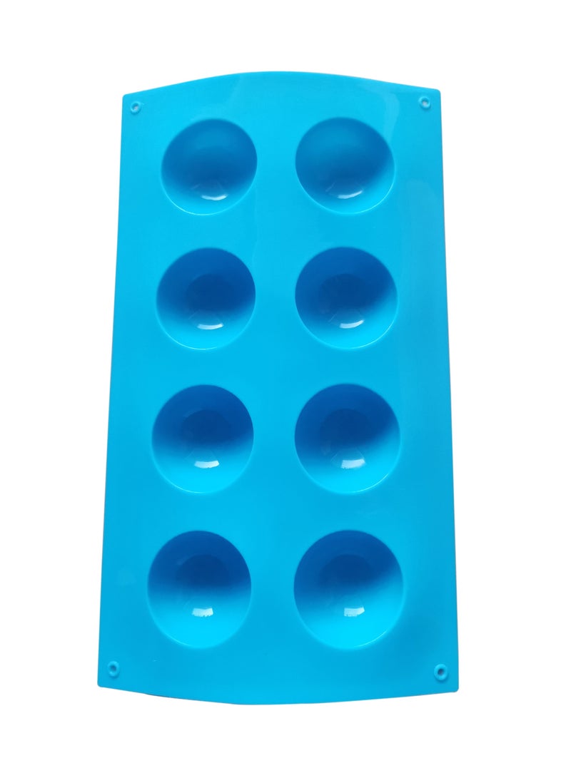 asmat 8 chamber Blue Silicone Half Sphere Non-Stick Baking Mould ,Silicone Sphere Molds for Baking – Blue Semi-Circular Design  - Image 4