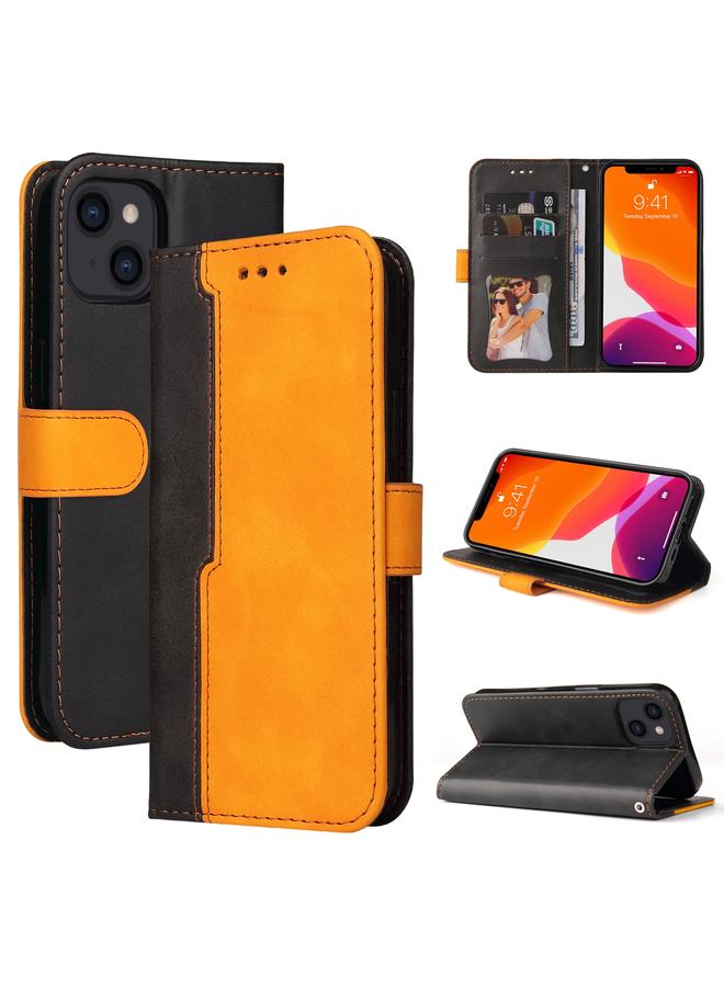 زبون جراب لهاتف iPhone 13 Business Stitched - جراب جلد PU ملون قابل للطي أفقيًا مع حامل وفتحات للبطاقات وإطار للصور - Image 1