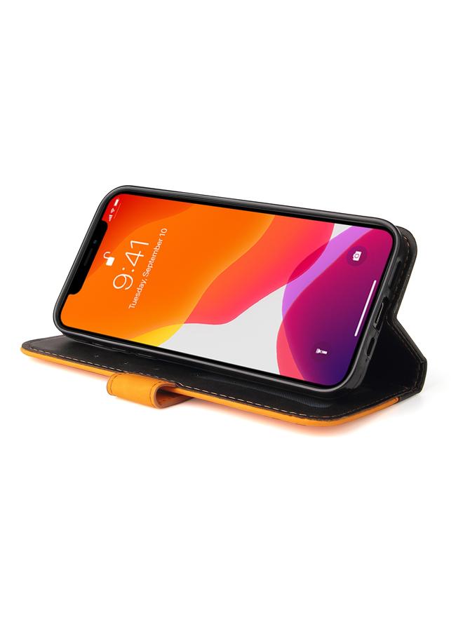 زبون جراب لهاتف iPhone 13 Business Stitched - جراب جلد PU ملون قابل للطي أفقيًا مع حامل وفتحات للبطاقات وإطار للصور - Image 5