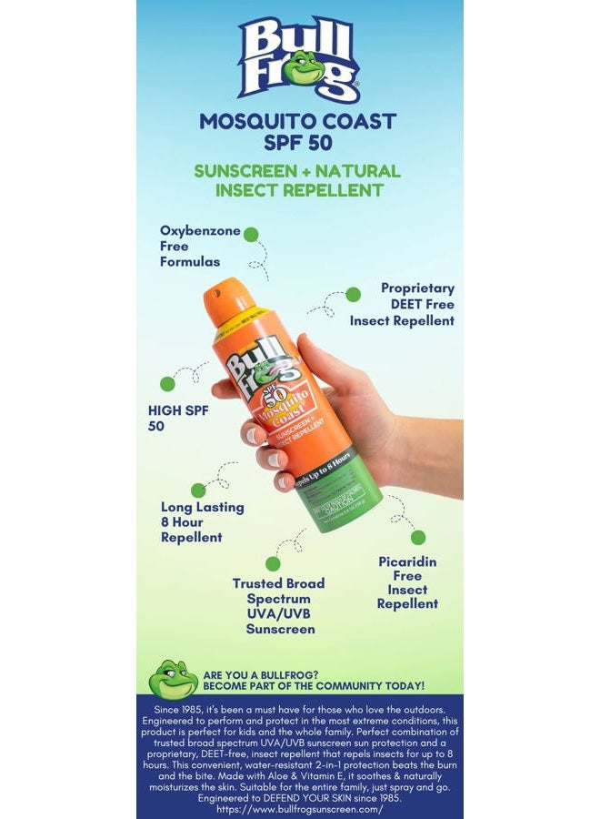 BullFrog Mosquito Coast Sunscreen SPF50 + Insect Repellant 5.5oz Continuous Spray, 2pk - Image 5