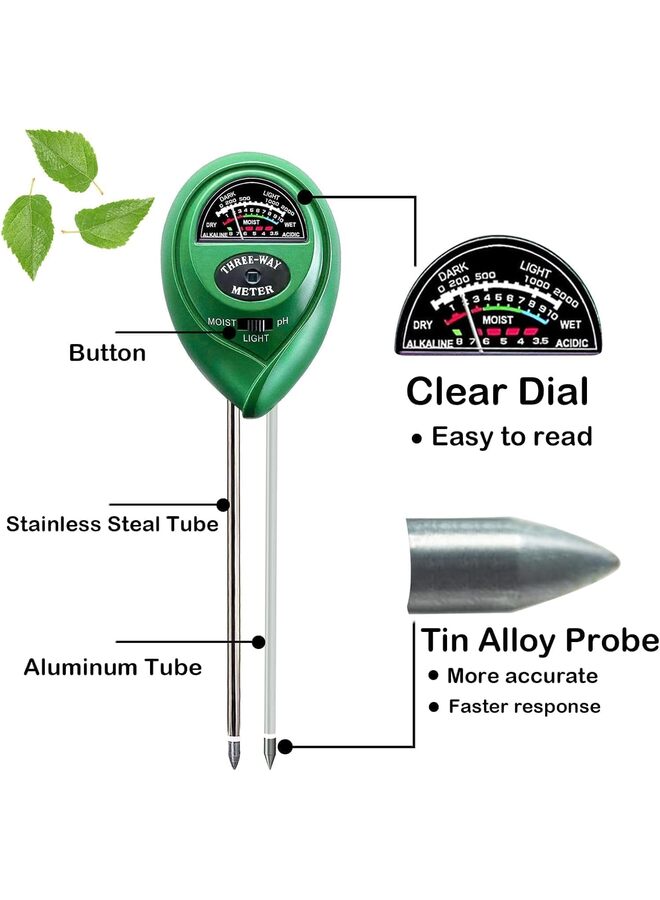 LAMAY 3-in-1 Soil Moisture Meter, Upgraded Stainless Steel Probe Soil pH Light Moisture Meter for Plants, Soil Tester for Garden, Farm Lawn Indoor Outdoor - Image 2