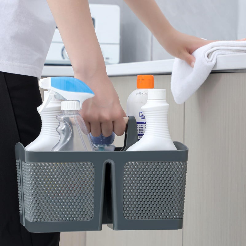 rejomiik Portable Shower Caddy Basket Plastic Cleaning Caddy Organizer Storage Tote with Handle for Bathroom  College  Dorm Room Essentials  Grey - Image 5