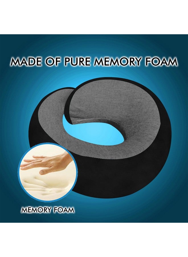 GREELI Premium Memory Foam Neck Pillow for Travel, Compact & Portable Airplane Travel Pillow Combo with Soft Eye Mask and Carry Bag. (Black) - Image 2