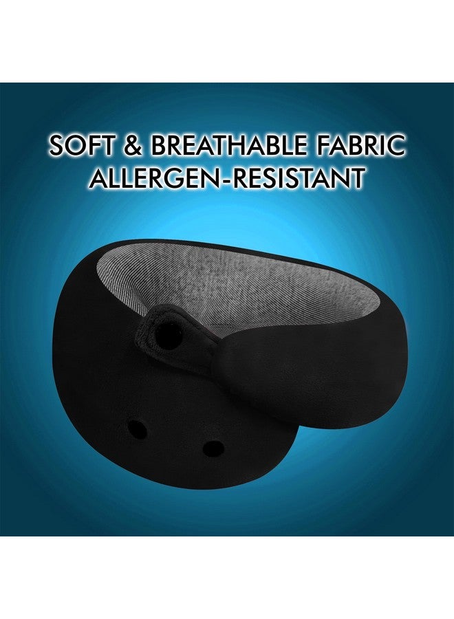 GREELI Premium Memory Foam Neck Pillow for Travel, Compact & Portable Airplane Travel Pillow Combo with Soft Eye Mask and Carry Bag. (Black) - Image 4