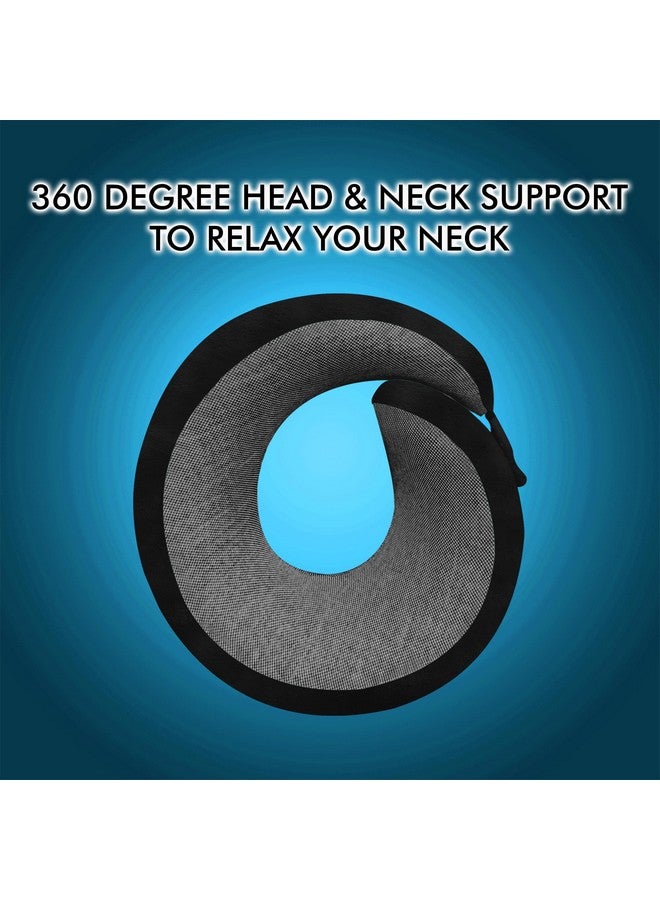GREELI Premium Memory Foam Neck Pillow for Travel, Compact & Portable Airplane Travel Pillow Combo with Soft Eye Mask and Carry Bag. (Black) - Image 3