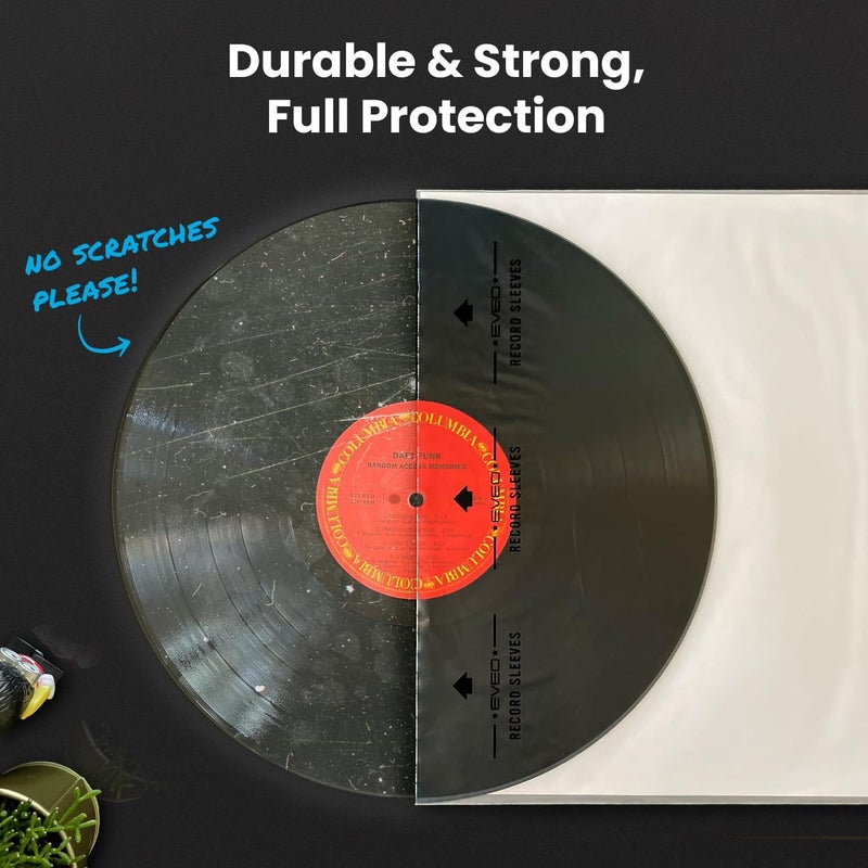 EVEO 50 Vinyl Inner Sleeves with Rice Paper Anti-Static LP For 12" Records - Vinyl Inner Sleeves - Enjoy Crystal-clear, Protection, and Premium Quality | Record Inner Sleeves - 50 LP Inner Sleeves - Image 2