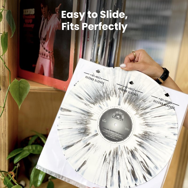 EVEO 50 Vinyl Inner Sleeves with Rice Paper Anti-Static LP For 12" Records - Vinyl Inner Sleeves - Enjoy Crystal-clear, Protection, and Premium Quality | Record Inner Sleeves - 50 LP Inner Sleeves - Image 5