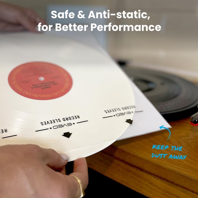 EVEO 50 Vinyl Inner Sleeves with Rice Paper Anti-Static LP For 12" Records - Vinyl Inner Sleeves - Enjoy Crystal-clear, Protection, and Premium Quality | Record Inner Sleeves - 50 LP Inner Sleeves - Image 3