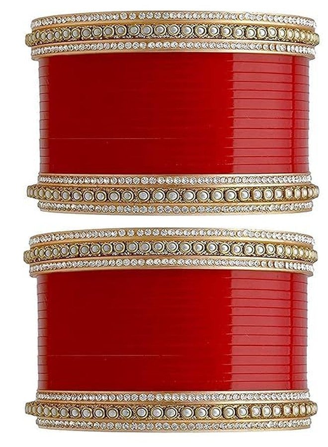 BANGLESKART Bridal Punjabi Chura Wedding Red/Golden Chuda Set for Marriage for Girls and Women, Latest small Chooda Gives you Royal look. (2.4) - Image 1