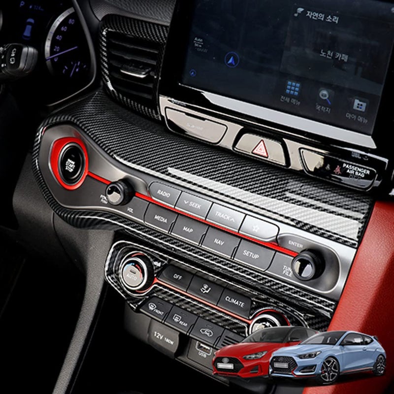 Generic JUIVEEL Carbon Fiber Style Car Front Side Air Outlet Vent Frame Trim Compatible with 2019-2022 Hyundai Veloster JS N line Automotive Accessories  - Image 1