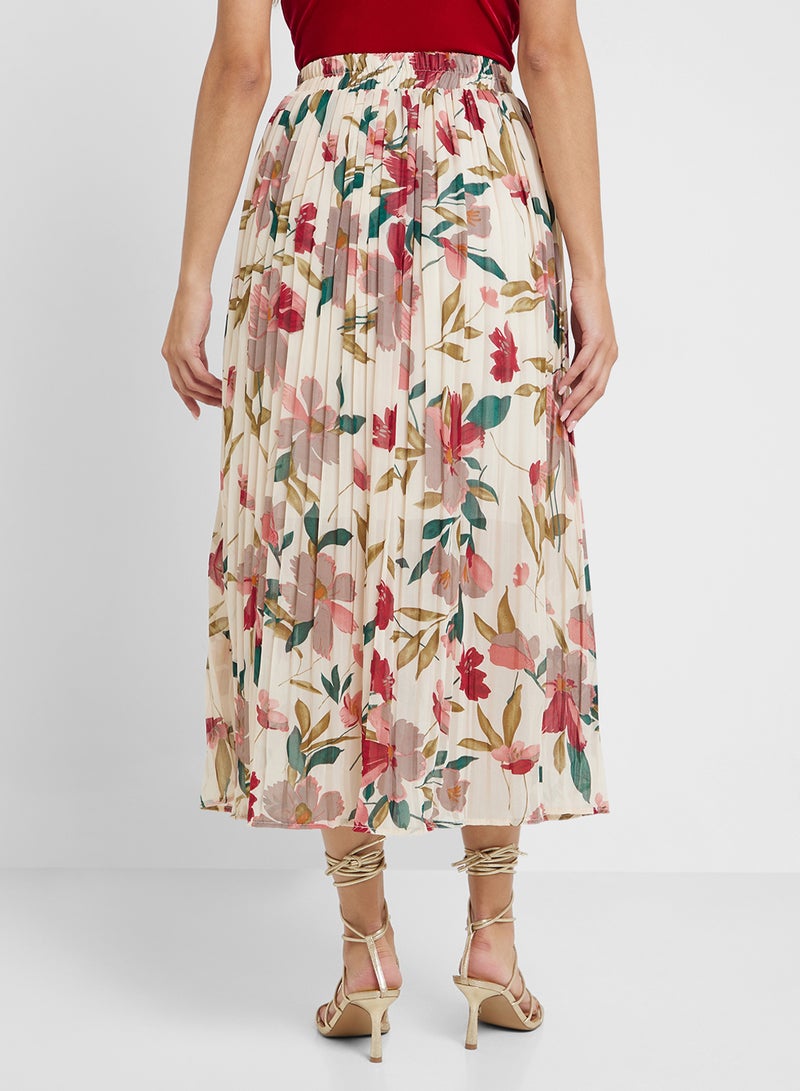 جينجر تنورة ماكسي مطوية بنقشة الزهور - Image 3
