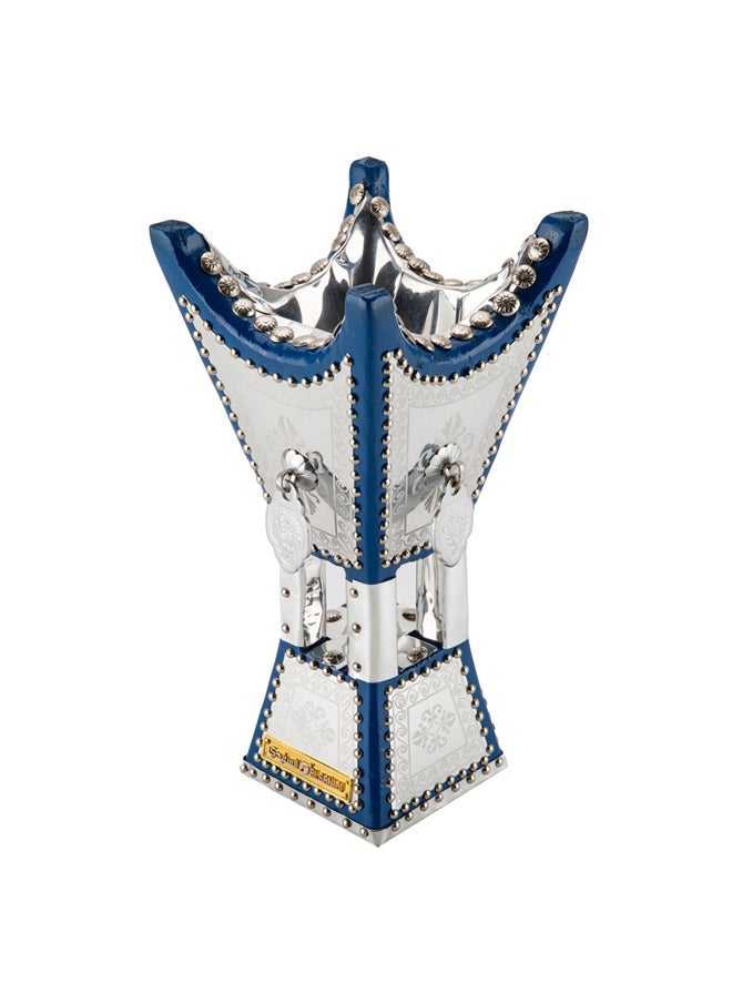 AL SANIDI Traditional Incense Burner, Silver*Blue, Size14*14*29Cm  - Image 1