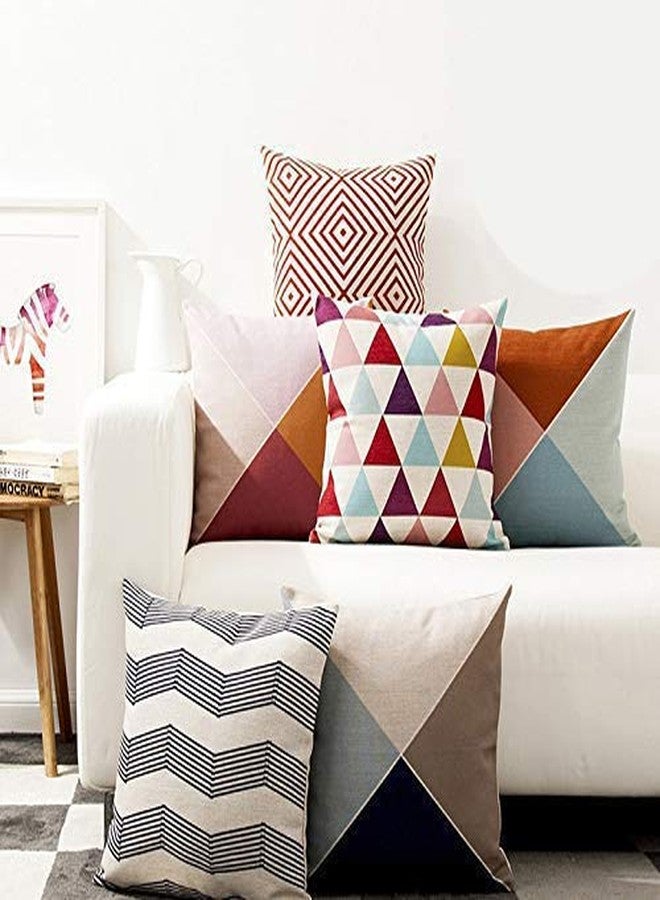 STITCHNEST غطاء وسادة من القطن من ستيتشنست، 300 خيط، (16 × 16 بوصة، متعدد الألوان) - 6 قطع - Image 1