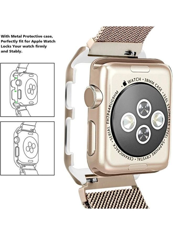 NIBEMINENT Milanese Loop Watch Strap For Apple Series 3 & 2 1 38mm Gold  - Image 3