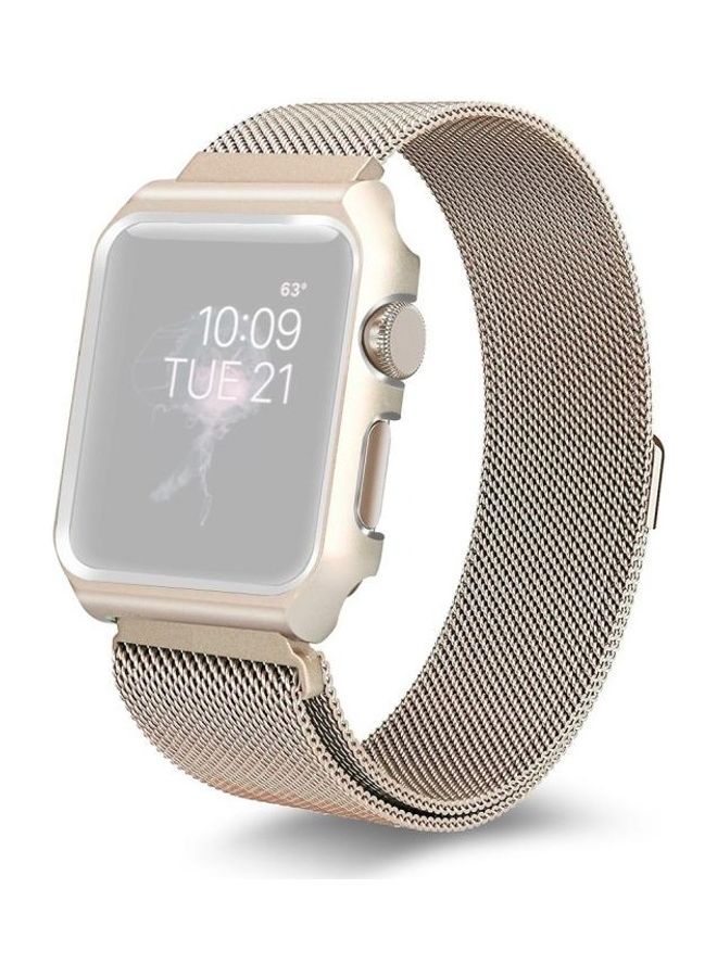 NIBEMINENT Milanese Loop Watch Strap For Apple Series 3 & 2 1 38mm Gold  - Image 2
