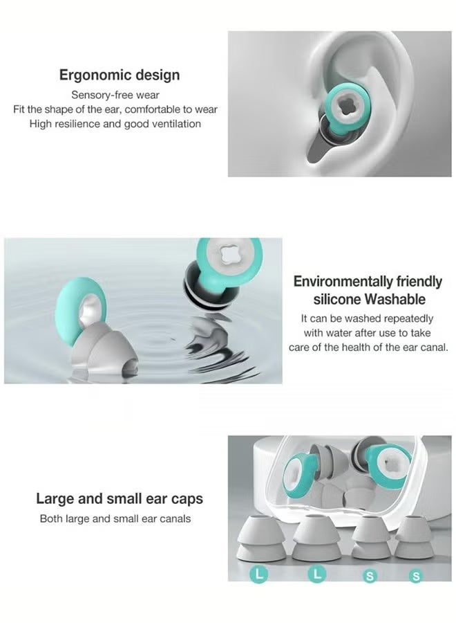 Wish Plus Ear Plugs for Sleeping Noise Cancelling, Immersive Silicone Noise Cancelling Earplugs for Sleeping, Studying, Working, Traveling, Swimming (-33dB) (Green) - Image 5