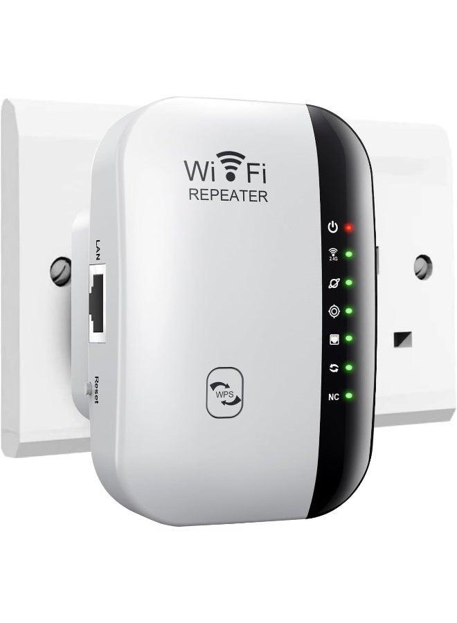 موسع نطاق واي فاي بسرعة 300 ميجابت في الثانية، يغطي مساحة تصل إلى 5000 قدم مربع، معزز للإنترنت، مكرر للإنترنت اللاسلكي - أبيض - Image 1