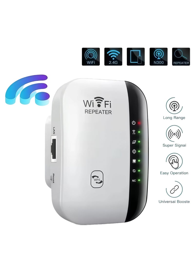 موسع نطاق واي فاي لاسلكي بسرعة 300 ميجابت في الثانية، نطاق واحد 2.4 جيجاهرتز، معزز إنترنت لاسلكي، مكرر إنترنت لاسلكي، موسع نطاق جهاز التوجيه - أبيض - Image 3