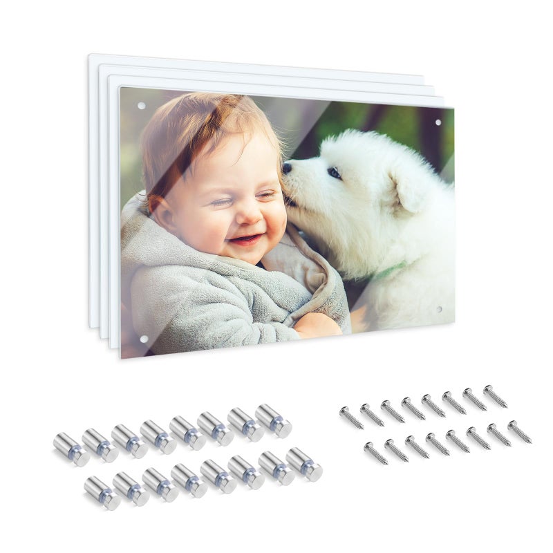 HYHOSHI 4Pack 787x118inch Sublimation Glass Photo Blanks Wall Mount Tempered Glass Sublimation Blank Sign Sublimation Blank DIY Picture Wall Frame Poster for Home Decor Clear