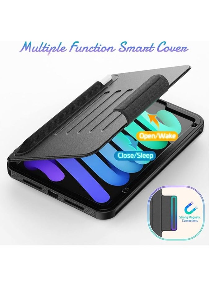 Magnetic Smart Case for iPad Mini 6 2021 8.3 inch, shockproof case with automatic sleep/wake PU holster, multi-angle stand, pen holder and card slot non-metallic - Image 3