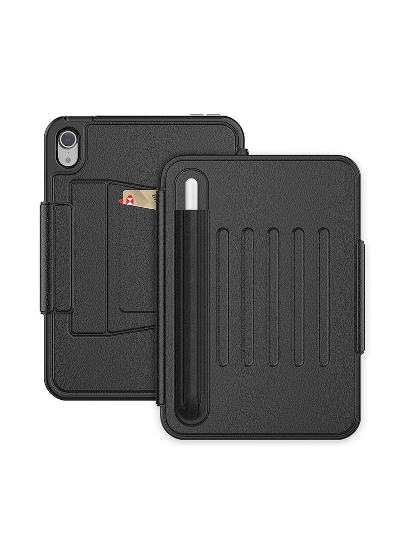 Magnetic Smart Case for iPad Mini 6 2021 8.3 inch, shockproof case with automatic sleep/wake PU holster, multi-angle stand, pen holder and card slot non-metallic - Image 1