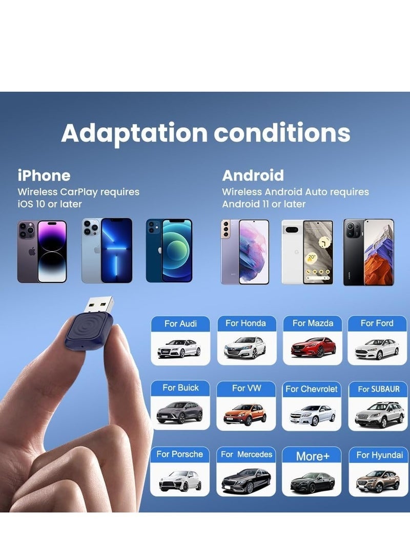Carlinkit 2-in-1 Mini Wireless CarPlay & Android Auto Adapter – Converts Wired iOS 10+ and Android 11+ to Wireless, Plug-and-Play USB Connector, Supports Navigation, Music, and Calls in Your Car - Image 5
