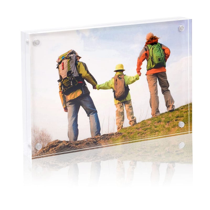 BBDOU BBDOU Acrylic Photo Frame Magnetic Acrylic Picture Frames 4x6 inches Picture Display Desktop Bookshelf Standing Double Sided Thick Picture Frames  - Image 1