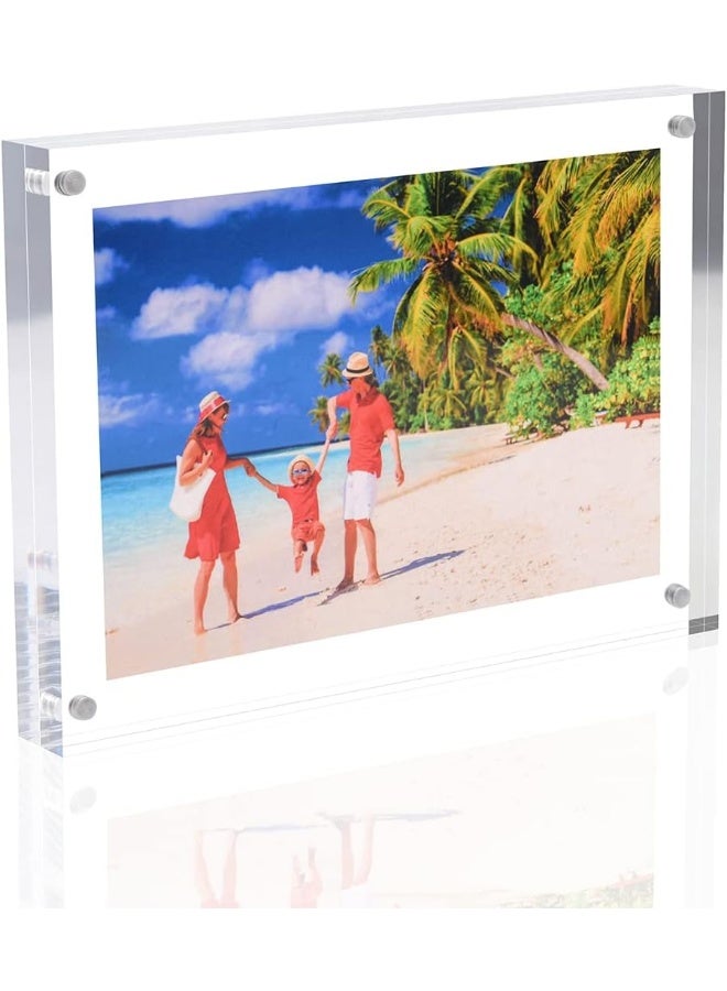 BBDOU Acrylic Photo Frame Magnetic Acrylic Picture Frames 4x6 inches Picture Display Desktop Bookshelf Standing Double Sided Thick Picture Frames