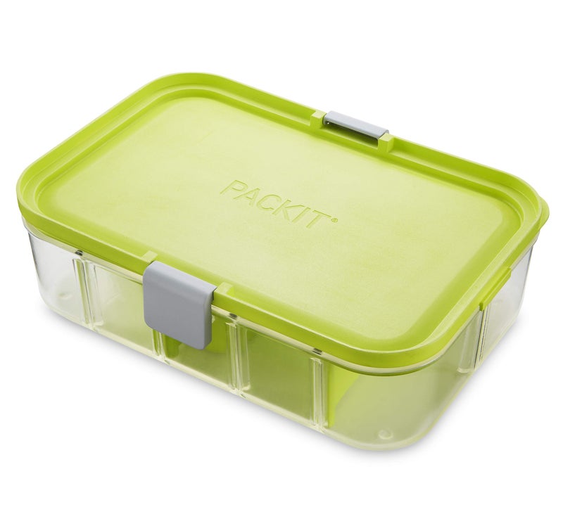 PackIt Flex Bento Food Storage Container  Lime Punch  Shatterproof Crystal Clear Base  with Leak-resistant Lid  Flexible Dividers  Microwavable  Dishwasher Safe  Perfect for Customizing Lunch - Image 2