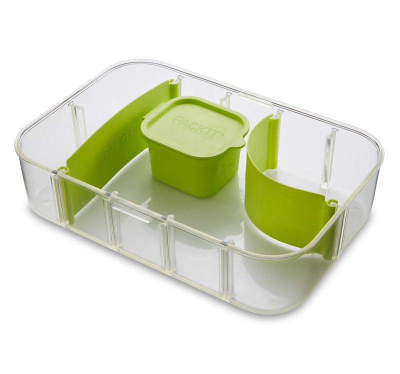 PackIt Flex Bento Food Storage Container  Lime Punch  Shatterproof Crystal Clear Base  with Leak-resistant Lid  Flexible Dividers  Microwavable  Dishwasher Safe  Perfect for Customizing Lunch - Image 3