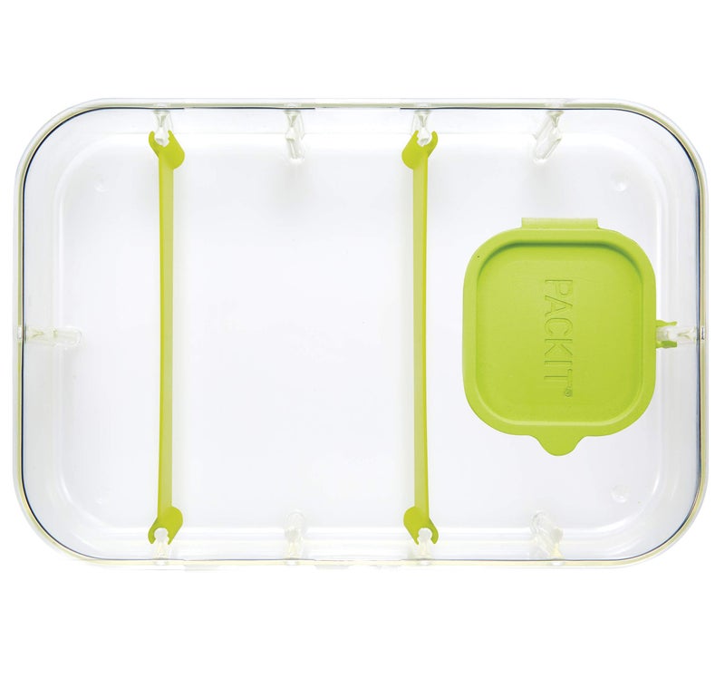 PackIt Flex Bento Food Storage Container  Lime Punch  Shatterproof Crystal Clear Base  with Leak-resistant Lid  Flexible Dividers  Microwavable  Dishwasher Safe  Perfect for Customizing Lunch - Image 4