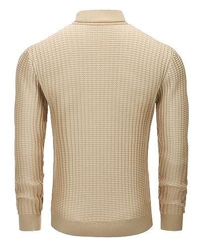 Lion Nardo Men's Turtleneck Sweater Slim Fit Turtle Neck Sweater for Men Long Sleeve Pullover Sweater Thermal Sweater Khaki - Image 2