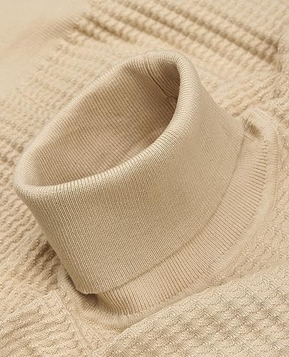 Lion Nardo Men's Turtleneck Sweater Slim Fit Turtle Neck Sweater for Men Long Sleeve Pullover Sweater Thermal Sweater Khaki - Image 4