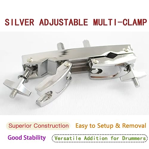 CashBeat Silver Adjustable Multi-Clamp, Quick Release Cymbal Stand Mount Holder, Crafted with Premium Stainless Steel, Ideal for Drum Cymbal Stands & Holders - Image 2