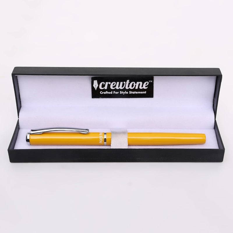 crewtone 20571 Stunning Roller Ball Pen Glossy Yellow Finish Metal Body with Silver Clip & Trim, Gift Set For Men & Women, Professional, Executive, Nice Pen with Gift Box, - Image 3