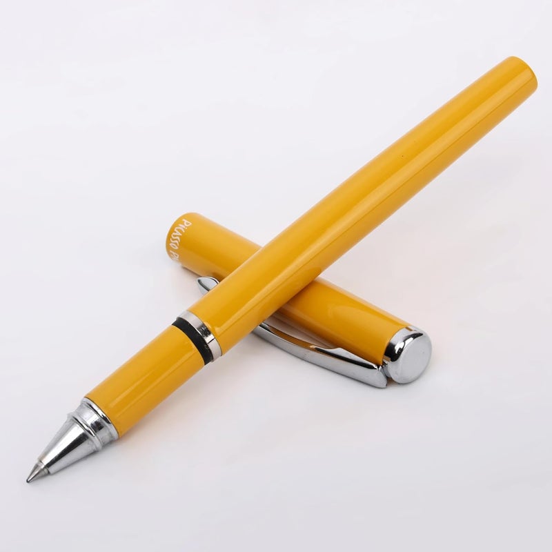 crewtone 20571 Stunning Roller Ball Pen Glossy Yellow Finish Metal Body with Silver Clip & Trim, Gift Set For Men & Women, Professional, Executive, Nice Pen with Gift Box, - Image 2