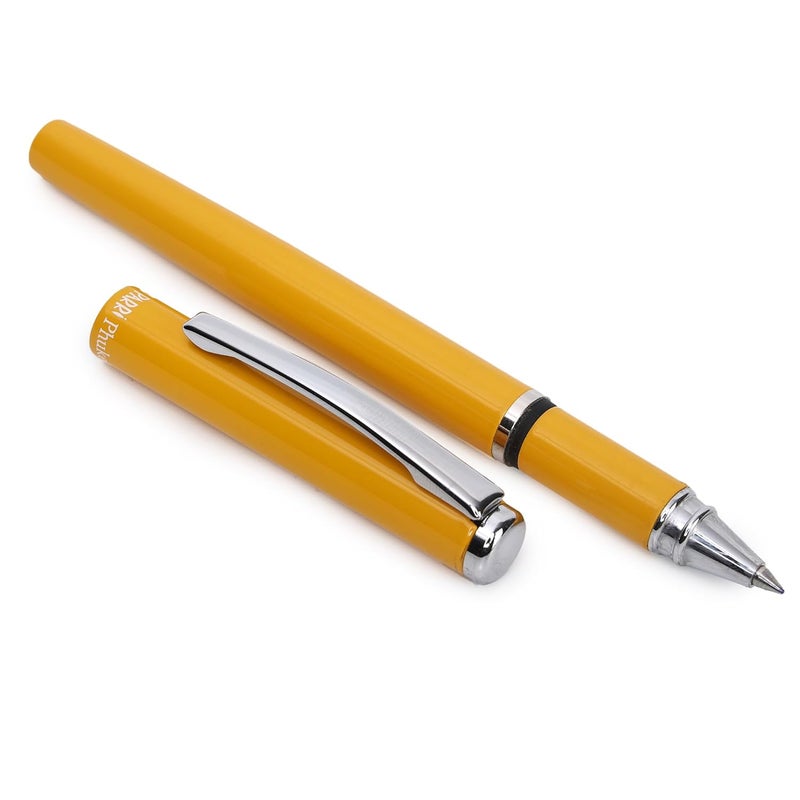 crewtone 20571 Stunning Roller Ball Pen Glossy Yellow Finish Metal Body with Silver Clip & Trim, Gift Set For Men & Women, Professional, Executive, Nice Pen with Gift Box, - Image 1