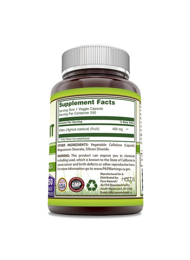 Pure Naturals Vitex Fruit 400 Mg 250 Capsules  - Image 3