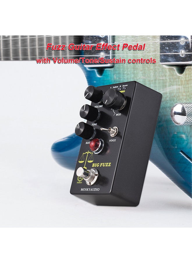 MOSKYAudio - FUZZ Guitar Effect Pedal 4 Mode Switch & Volume/Tone/Sustain Controls Compact Portable Digital Fuzz Guitar Effector Effect Processor for Electric Guitar - BIG FUZZ - Image 1