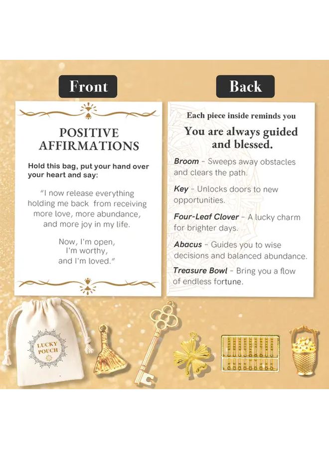 Luck Pouch With Affirmation Cards Lucky Attractions Portable Wealth Trinkets Spiritual Gift - Image 3
