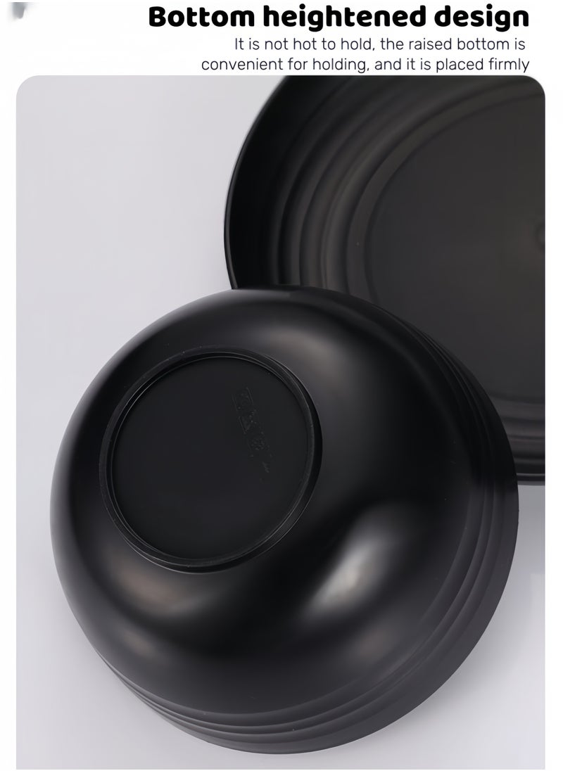 32-piece Dinner Set, Wheat Straw Bowls, Plates, Cups Dinnerware Set ,  Service for 8, Dinner Plates, Dessert Plate, Cereal Bowls, Cups, Unbreakable Colorful Plastic Outdoor Camping Dishes, Coastal Black